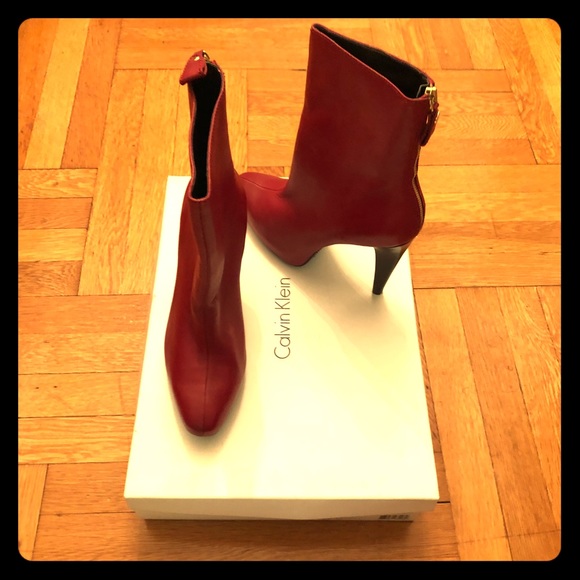 Calvin Klein Shoes - Mid-Calf Calvin Klein Booties (Red/Wine)